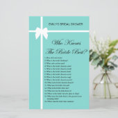 Aqua and Ribbon Brautparty Game PRINIERT (Stehend Vorderseite)
