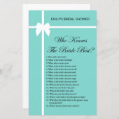 Aqua and Ribbon Brautparty Game PRINIERT (Vorne/Hinten)