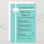 Aqua and Ribbon Brautparty Game PRINIERT (Vorne/Hinten)