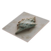 Aqua and Sand Coastal Conch Shell Fliese (Seite)