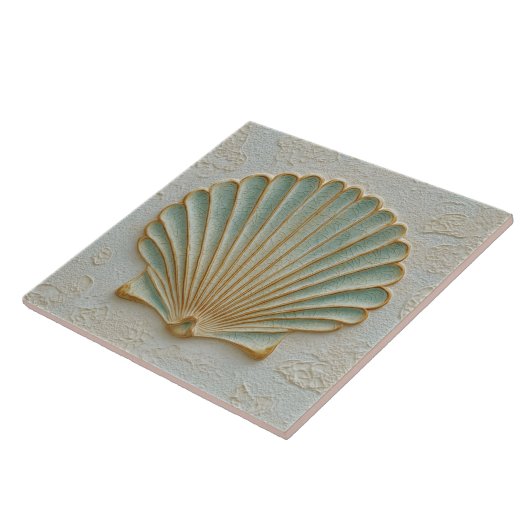 Aqua and Sand Coastal Scallop Shell Fliese (Seite)