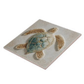 Aqua and Sand Coastal Sea Turtle Art Fliese (Seite)