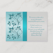 Aqua and Silver Floral Empfang Card Begleitkarte (Rückseite)