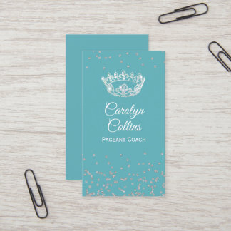 Aqua and Silver Pageant Coach Business Card Visitenkarte