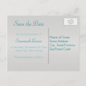 Aqua and Silver Quinceanera Save the Date Card Ankündigungspostkarte (Rückseite)