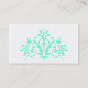 Aqua and White Baroque Business Card Visitenkarte