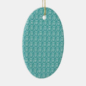 Aqua and White Curlie Cue Pattern Keramikornament (Rechts)