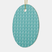 Aqua and White Curlie Cue Pattern Keramikornament (Links)