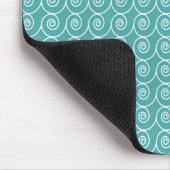 Aqua and White Curlie Cue Pattern Mousepad (Ecke)