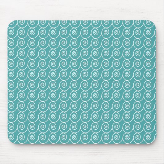 Aqua and White Curlie Cue Pattern Mousepad (Vorne)
