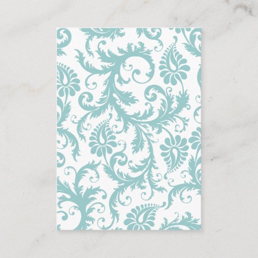 Aqua and White Damask Aqua Trim Gut wünschen Begleitkarte (Rückseite)
