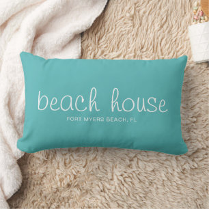 Aqua and White Nautical Beach House - ein benutzer Lendenkissen