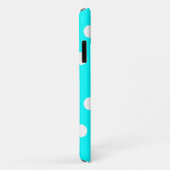 Aqua and White Polka Dot Pattern Case-Mate iPhone Hülle (Hinten/Rechts)