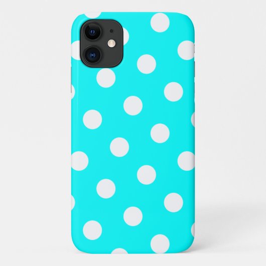 Aqua and White Polka Dot Pattern Case-Mate iPhone Hülle (Rückseite)