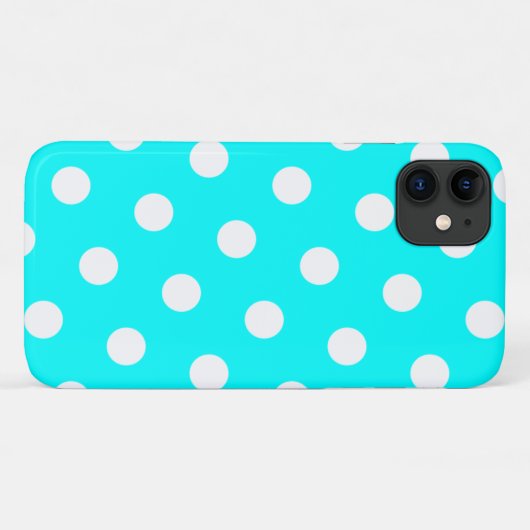 Aqua and White Polka Dot Pattern Case-Mate iPhone Hülle (Rückseite (Horizontal))