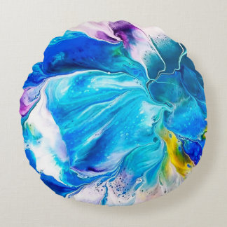 Aqua and White Round Cushion Rundes Kissen