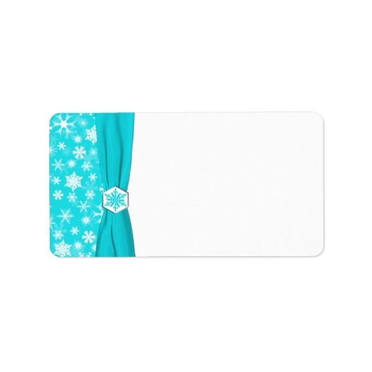 Aqua and White Snowflakes Blank Address Label Adressaufkleber (Vorne)