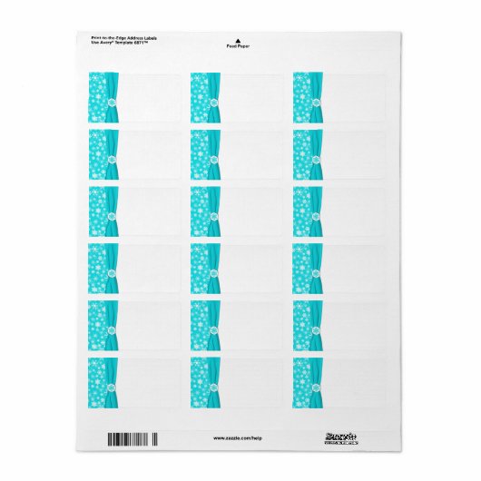 Aqua and White Snowflakes Blank Address Label Adressaufkleber (Vorne)