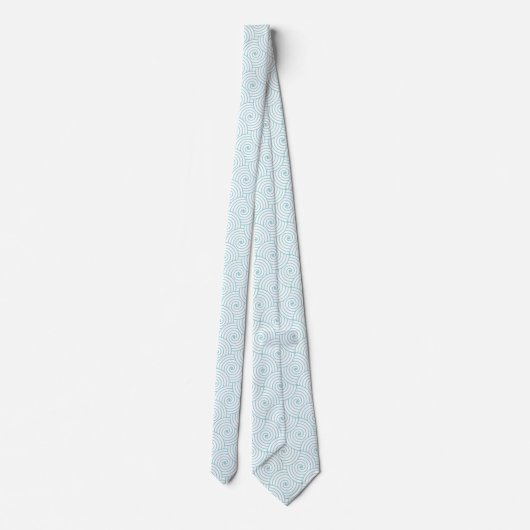 Aqua and White Wave Muster Wedding Neck Tie Krawatte (Rückseite)