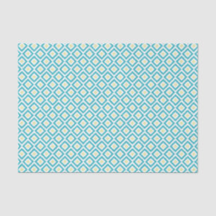 Aqua and Yellow Ikat Diamonds Pattern Seidenpapier