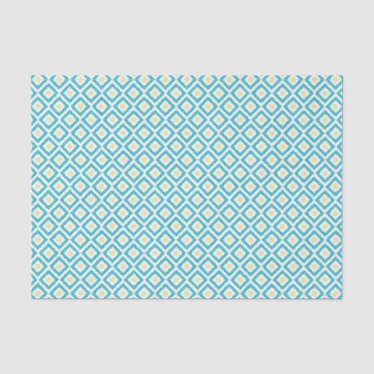 Aqua and Yellow Ikat Diamonds Pattern Seidenpapier (Vorderseite)