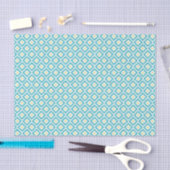 Aqua and Yellow Ikat Diamonds Pattern Seidenpapier (Handwerk)