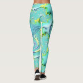 Aqua and Yellow Swirl Ladys Leggings (Rückseite)