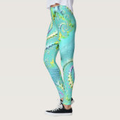 Aqua and Yellow Swirl Ladys Leggings (Links)
