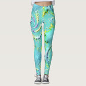 Aqua and Yellow Swirl Ladys Leggings (Vorderseite)