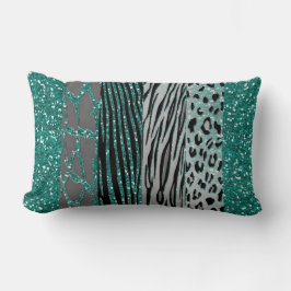 Aqua Animal Print Throw Kissen