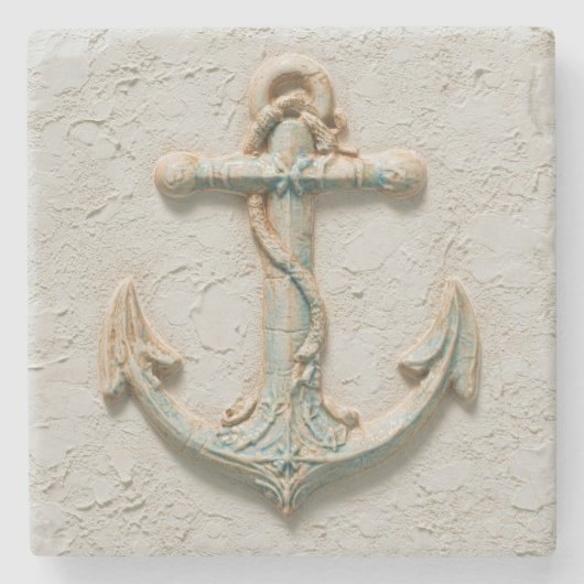 Aqua-Anker-Küstenkunstwerk Steinuntersetzer (Vorderseite)
