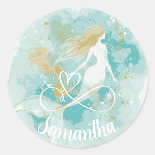 Aqua-Aqua-Aqua mit Goldaufkleber Runder Aufkleber (Vorderseite)