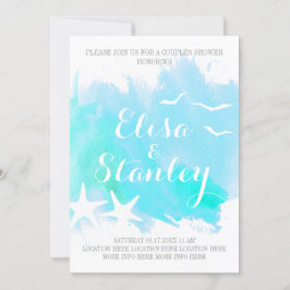 Aqua Aqua Aquarell, Hochzeitspaare mit Seestern Du Einladung