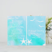 Aqua Aqua Aquarell, Hochzeitsprogramm für Seestern (Stehend Vorderseite)