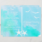 Aqua Aqua Aquarell, Hochzeitsprogramm für Seestern (Vorne/Hinten)