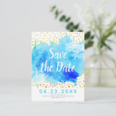 Aqua Aqua Aquarell, Korallenriff Hochzeit Retten S Ankündigungspostkarte (Stehend Vorderseite)