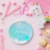 Aqua Aqua Aquarell, Seestrande Hochzeit Pappteller (Party)