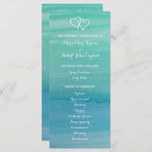 Aqua Aqua Beach Hochzeitsfeier Programm (Vorne/Hinten)