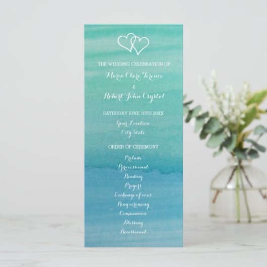 Aqua Aqua Beach Hochzeitsfeier Programm (Stehend Vorderseite)