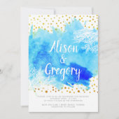 Aqua Aqua Coral Riff Goldmedaille Hochzeit Einladung (Vorderseite)