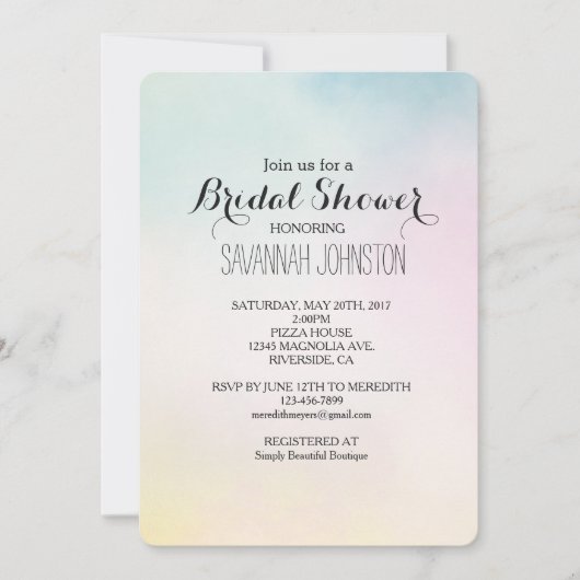 Aqua Aqua Rosa Gelbe Gefärbte Krawatte Brautparty Einladung (Vorderseite)