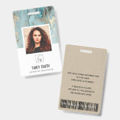 AQUA AQUAMARIN AGATE EMPLOYE FOTO BAR CODE NAME AB AUSWEIS (Vorder- & Rückseite)