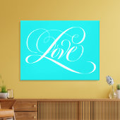 Aqua Aquamarin Aqua Blue Liebe Letter Calligraphy Leinwanddruck (Insitu (Wohnzimmer))