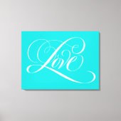 Aqua Aquamarin Aqua Blue Liebe Letter Calligraphy Leinwanddruck (Vorderseite)