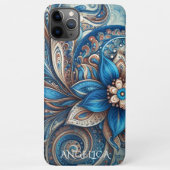 Aqua Aquamarin Azure Blue Beige Paisley Art Patter iPhone Hülle (Rückseite)