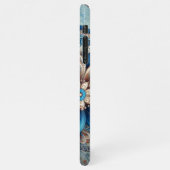 Aqua Aquamarin Azure Blue Beige Paisley Art Patter iPhone Hülle (Linke Seite)