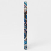 Aqua Aquamarin Azure Blue Beige Paisley Art Patter iPhone Hülle (Rechte Seite)