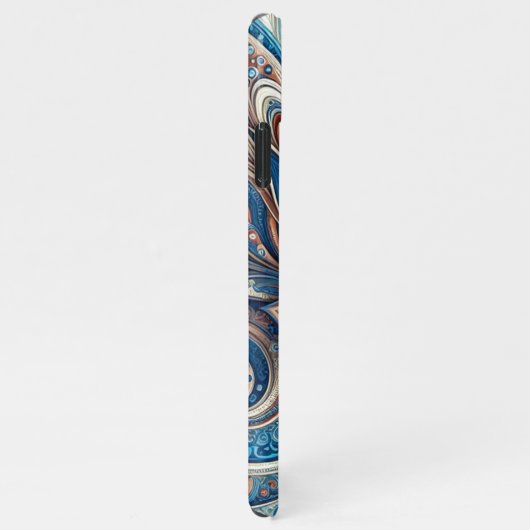 Aqua Aquamarin Azure Blue Beige Paisley Art Patter iPhone Hülle (Rechte Seite)