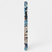 Aqua Aquamarin Azure Blue Beige Paisley Art Patter iPhone Hülle (Linke Seite)