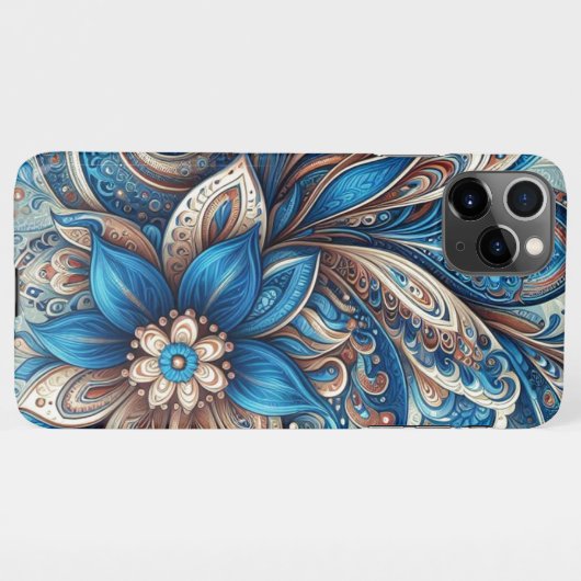 Aqua Aquamarin Azure Blue Beige Paisley Art Patter iPhone Hülle (Rückseite (Horizontal))